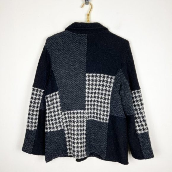 Katie Todd Mixed Print Patchwork Button Front Wool Coat Jacket Size Medium - Picture 2 of 4